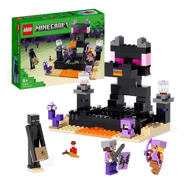LEGO 21242 Minecraft End Arena Set - Spieler gegen Spieler Battle-Action-Spielzeug mit Lava, Enderdrache und Enderman-Figur - Geschenk für Kinder ab 8 Jahren