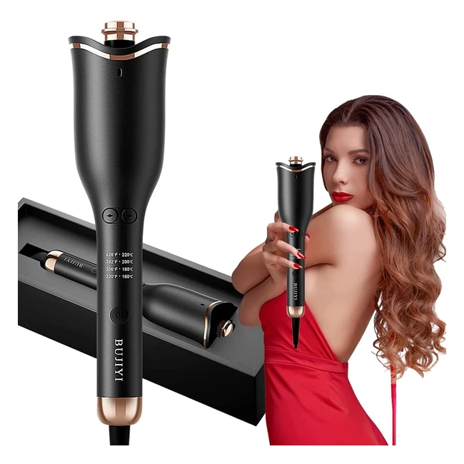 Arricciacapelli Automatico Nero - Rotazione 360° - Ricci Naturali e Belli - Tecnologia agli Ioni - 4 Temperature