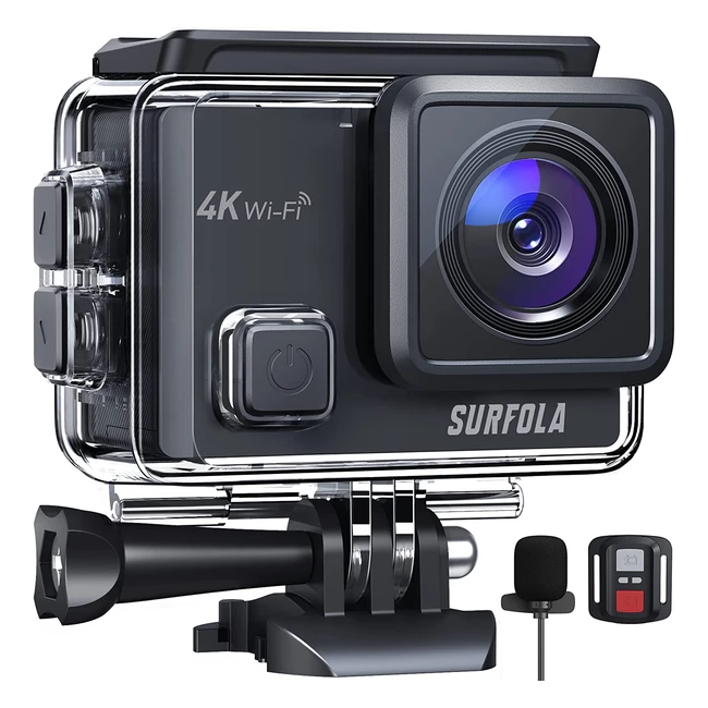 SF230 Action Camera 4K Underwater 40m with Stabilization, WiFi, External Mic, 2 Batteries & Accessories