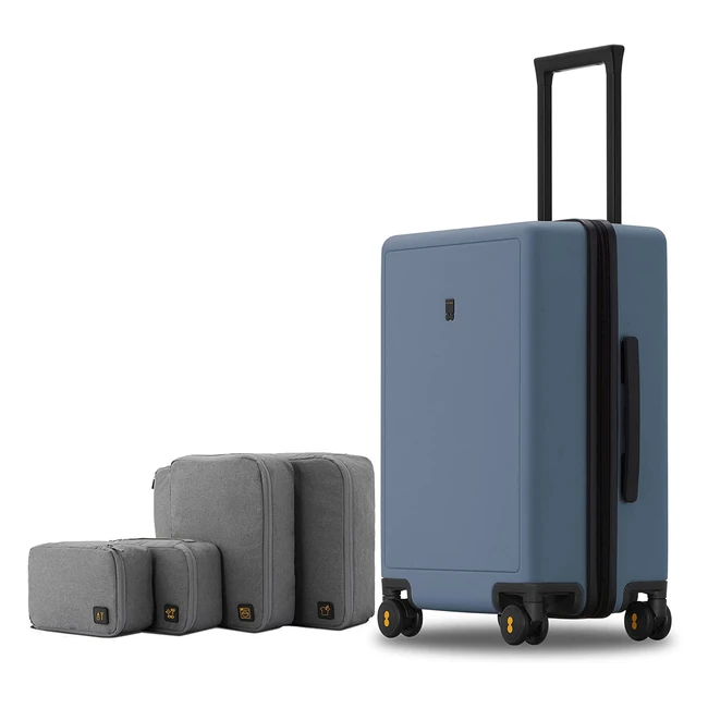 Valise Cabine Level8 LGANCE Mat - 55cm 40L Bleu Gris - Ultra Légère et Robuste avec 4 Roulettes Doubles Pivotantes et Serrure TSA