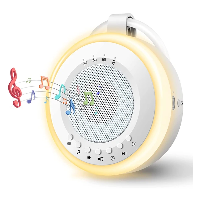 Máquina de Ruido Blanco EasyHome - 20 Sonidos Relajantes con Luz Nocturna Ajustable y Temporizador Recargable por USB - Para Bebés, Niños o Adultos