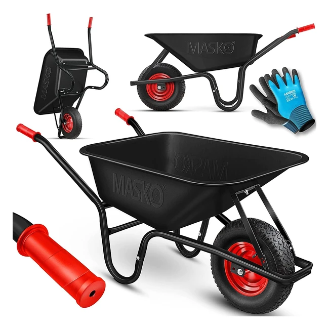 Masko Schubkarre Gartenkarre 100L bis 250kg Luftreifen mit Stahlfelge verzinkt