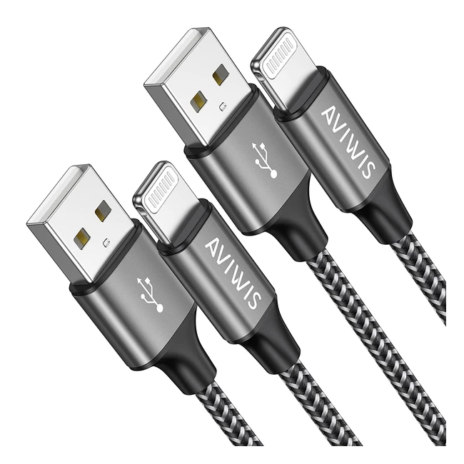Aviwis iPhone Charger Cable 3m10ft 2-Pack MFI Certified Lightning Cable - Fast Charging Nylon Braided Lead for iPhone 13 12 11 Pro Max Mini XR XS X 8 7 6s Plus SE 2020