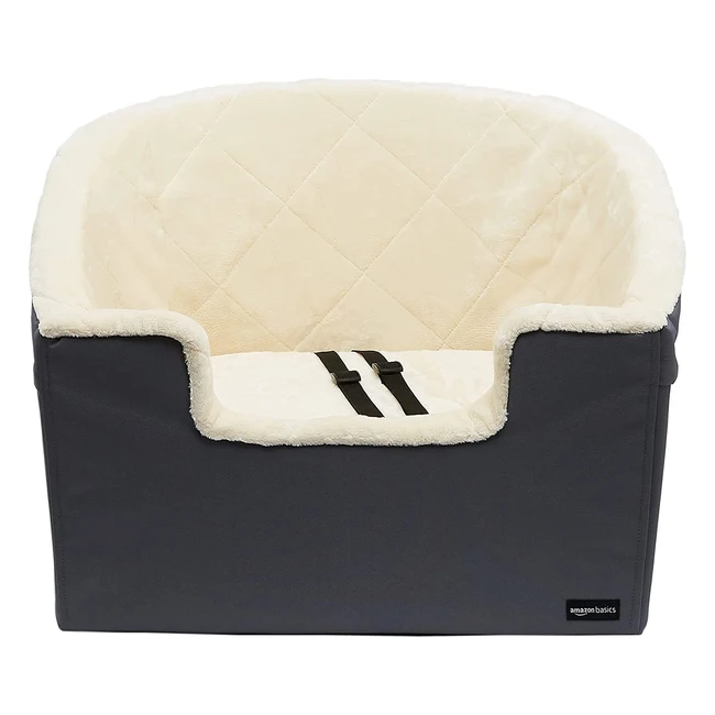 Amazon Basics Pet Car Booster Seat - Grey Foam-Cushioned Adjustable Security L