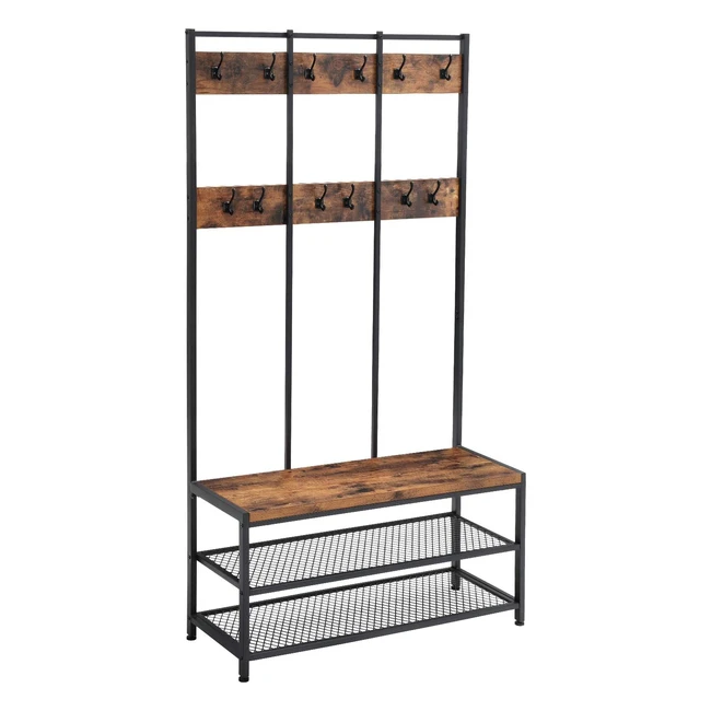 Portemanteau industriel avec banc et 12 crochets - VASAGLE HSR86BX