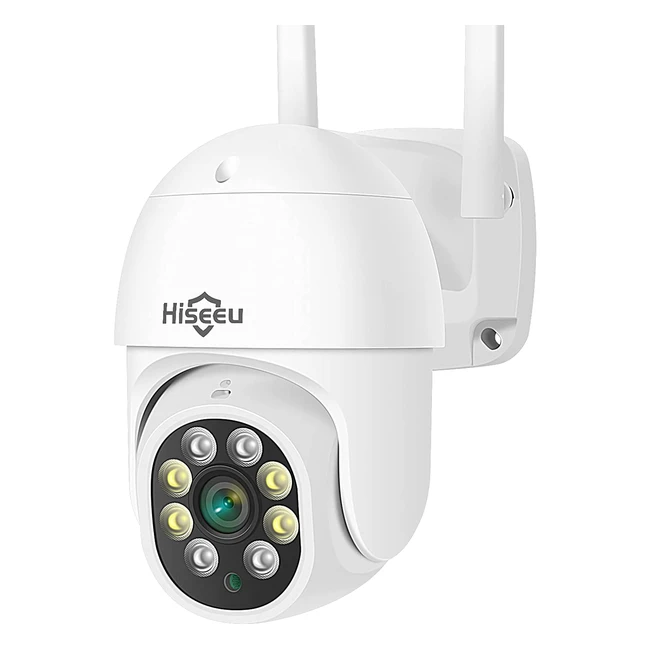 Hiseeu 5MP PTZ Outdoor Security Camera with Color Night Vision & 2-Way Audio