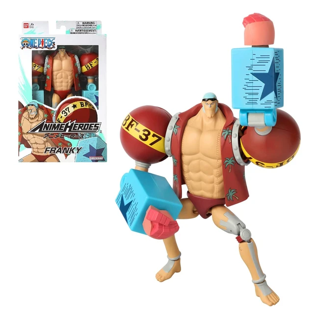 Anime Heroes One Piece Franky Action Figure - 17cm Articulated with Display Stand - Bandai Pirate Toys Range