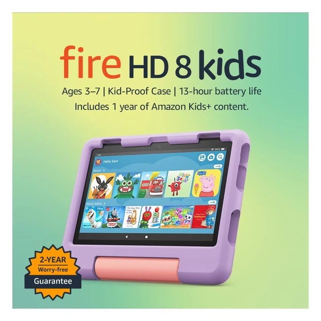 All-New Fire HD 8 Kids Tablet - 8 HD Display 2-Year Worry-Free Guarantee Kid-