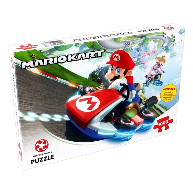 Mario Kart Funracer 1000 Piece Jigsaw Puzzle - Iconic Scene with Fullscale Poster - Gift and Toy for Ages 14+