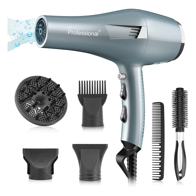 Asciugacapelli professionale Faszin 2500W con tecnologia ionica e 6 accessori per uno styling personalizzato