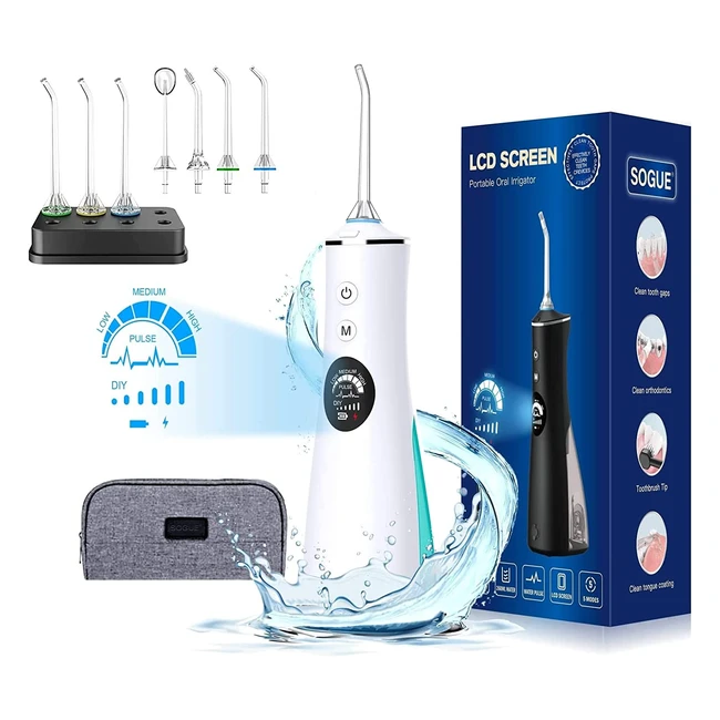 Hydropulseur Dentaire Portable 5 Modes LCD 7 Buses - Élimine Jusqu'à 99,9% de la Plaque