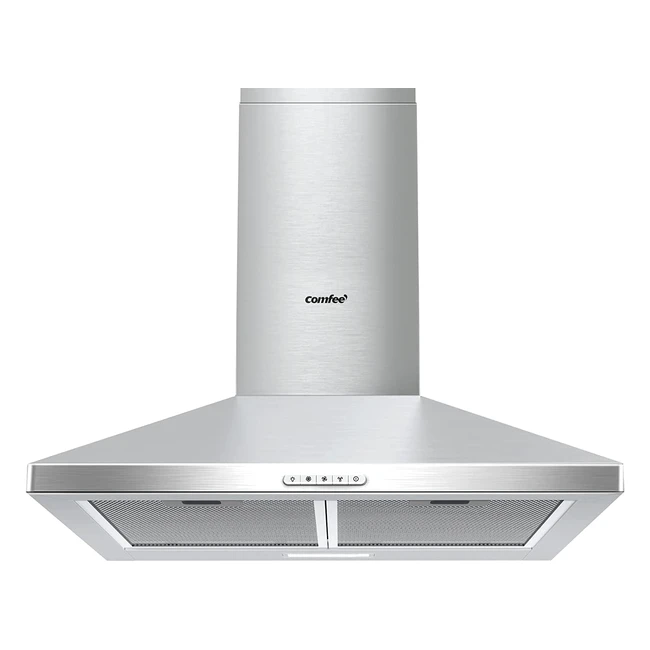 Comfee 60cm Chimney Cooker Hood with LED Recirculating Ducting System Stainles