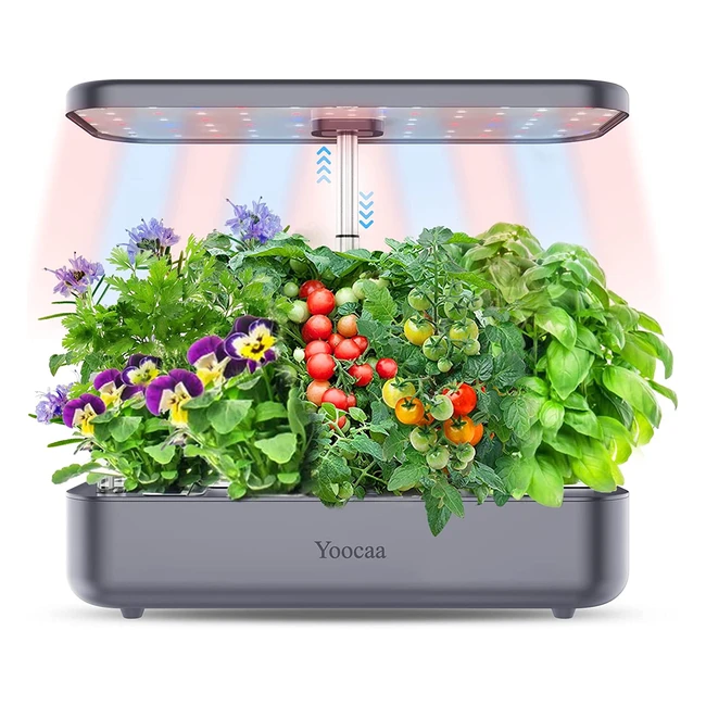 Yoocaa 12 Hydroponics Growing System - Self-Watering LED Indoor Herb Garden for Women and Moms - Grey