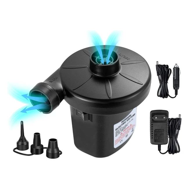 Pompe Électrique Gonfleur/Dégonfleur avec 3 Buses - Rapide et Portable - Pour Pagaies, Piscines et Plus - AC 220V/DC 12V