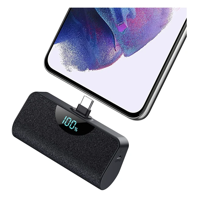 Chargeur Portable Qtshine Mini 5200mAh USB C PD 15W Ultra Compact avec Affichage LED pour Samsung Huawei Xiaomi LG OnePlus
