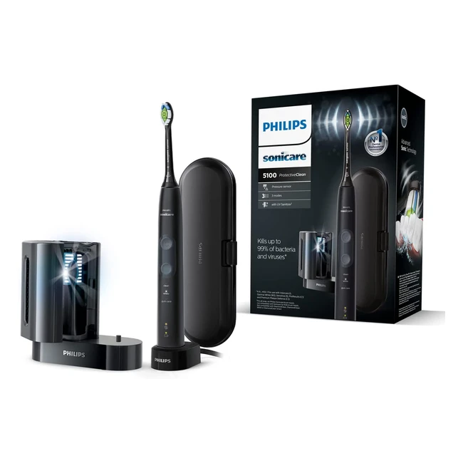 Philips Sonicare HX685057 ProtectiveClean 5100 Elektrische Zahnbürste mit UV-Reinigung und Reiseetui