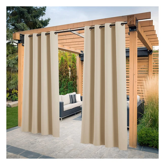 Rideaux extérieurs occultants pour terrasse, pergola, tonnelle - Lot de 2