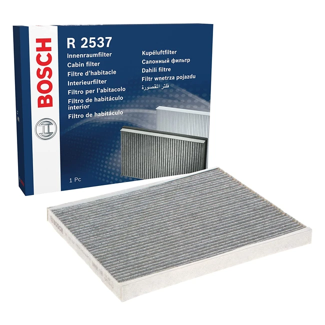 Filtro Aria Abitacolo Bosch R2537 con Carbone Attivo - Protezione da Polveri e Inquinanti Atmosferici