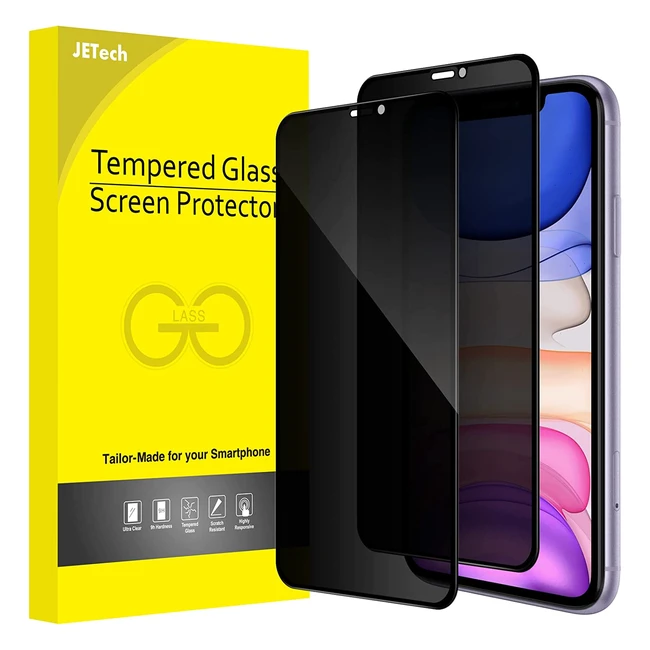 JETech Privacy Screen Protector for iPhone 11XR - Full Coverage Tempered Glass Film with Edge-to-Edge Protection - 2 Pack