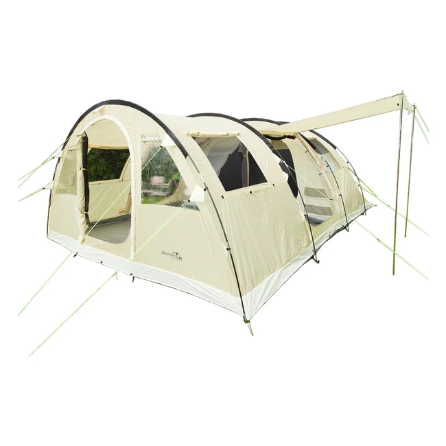 Skandika Gotland 6-Personen Tunnel-Familienzelt mit 2 Schlafkabinen, 5000 mm Wassersäule und 210 cm Stehhöhe