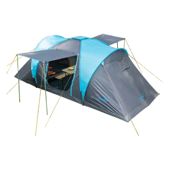 Skandika Hammerfest 44 - Campingzelt für 4 Personen mit 2 Kabinen, 2 m Stehhöhe, wasserdicht (3000 mm Wassersäule) und Sleeper-Technologie