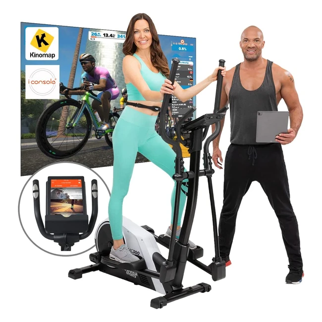 Miweba Sports Profi Crosstrainer MC300 mit App-Steuerung, 21 kg Schwungmasse, bis 125 kg Traglast, Ellipsentrainer, Ergometer, Heimtrainer elektrisch
