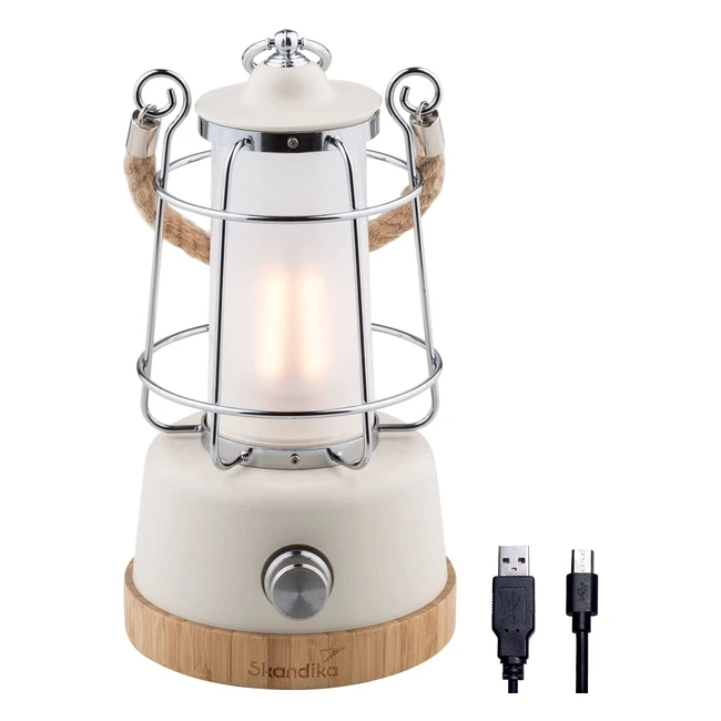 Skandika Kiruna LED Lampe - Retro Outdoor Campinglampe mit Powerbank, dimmbar, warm- und kaltweißes Licht, 75 Stunden Laufzeit