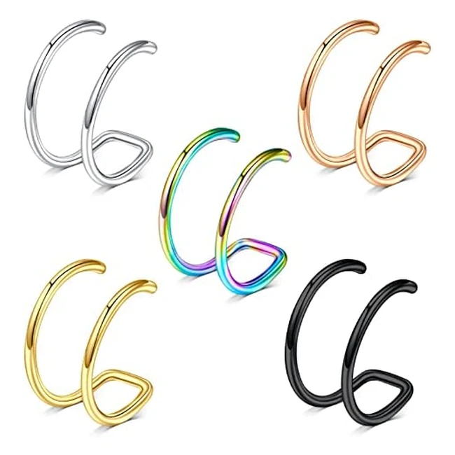 JFORYOU Nose Hoop Rings - 316L Surgical Steel - C Shape Nose Jewelry - 18G/20G - FNR0102