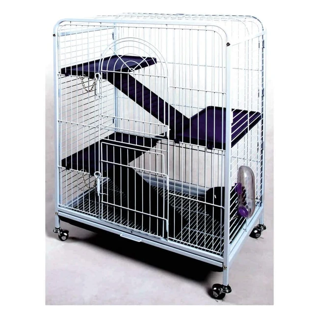 Cage Tyrol Tower pour rongeurs 64x44x93cm - Grande cage mobile et sécurisée avec 3 plateformes modulables, 3 échelles, 1 biberon et 1 gamelle