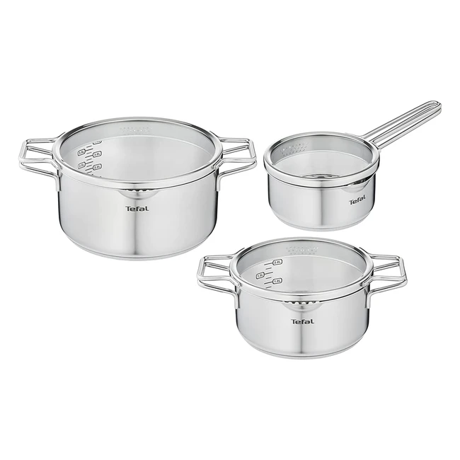 Tefal Nordica Edelstahl Topfset für alle Herdarten - 3-teilig