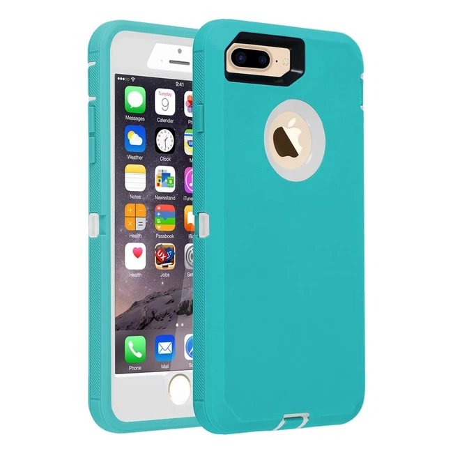 Smartelf iPhone 7 Plus/8 Plus Heavy Duty Case with Built-in Screen Protector - Shockproof, Dustproof, Drop-proof Protective Cover - Blue/White