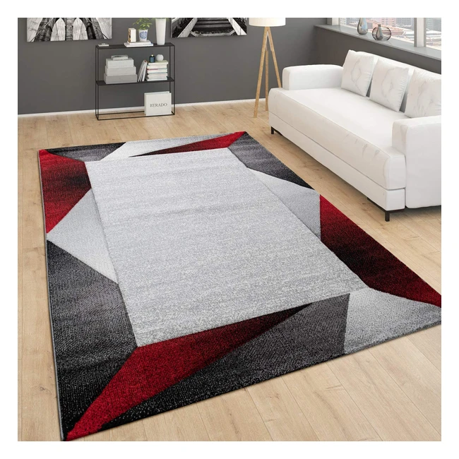 Paco Home Moderner Kurzflor Teppich mit 3D-Geometrie-Muster in Rot 160x230cm