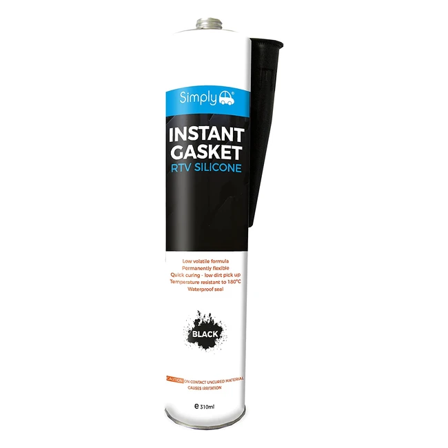 Simply SR001 Black RTV Silicone Instant Gasket - Temperature Resistant up to 200°C, Waterproof Seal, Flexible
