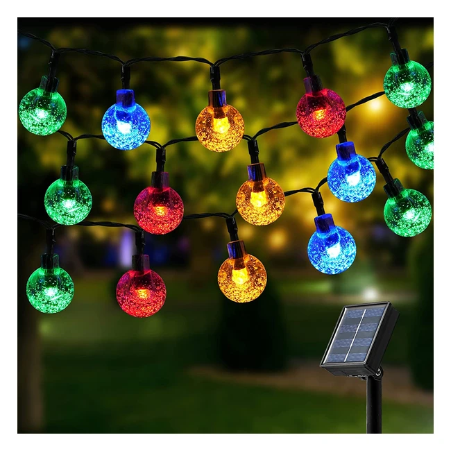 Guirlande lumineuse solaire Damtong 100 LEDs 12m - Couleur cristal boules lumière - 8 modes étanche - Décoration extérieure jardins terrasses mariages fêtes