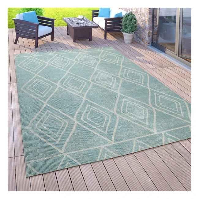 Paco Home Outdoor Teppich für Balkon, kurzer Flor mit orientalischem Look, verschiedene Farben und Größen, Türkis 60x100 cm