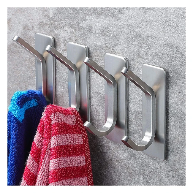 Ganchos adhesivos Zunto para cocina y baño - Acero inoxidable - Set de 4