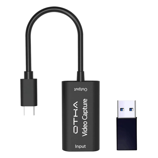 Scheda di acquisizione video Otha - HD 1080p 60fps per OBS, registrazione da HDMI a USB 2.0 con adattatore convertitore USB-C