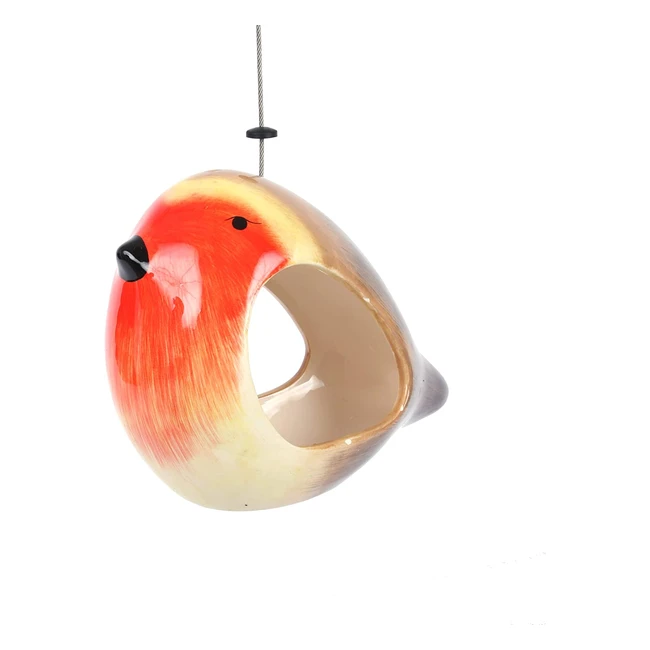 Mangeoire en céramique rouge et jaune pour oiseaux sauvages - Wildlife World
