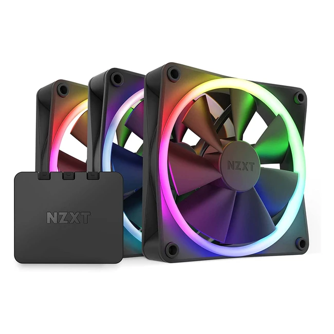 NZXT F120RGB Triple 120mm Lüfter, Schwarz, PWM, Hydrodynamisches Gleitlager, RGB-Beleuchtung