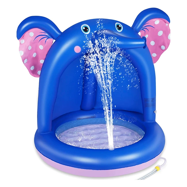 Piscina Inflable para Bebés Elefante con Aspersor de Juego y Fondo Antideslizante