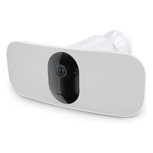 Caméra de surveillance extérieure sans fil Arlo Floodlight avec projecteur 2K HDR, détection de mouvement, audio bidirectionnel, vision nocturne couleur, sirène intégrée et abonnement Arlo Secure inclus