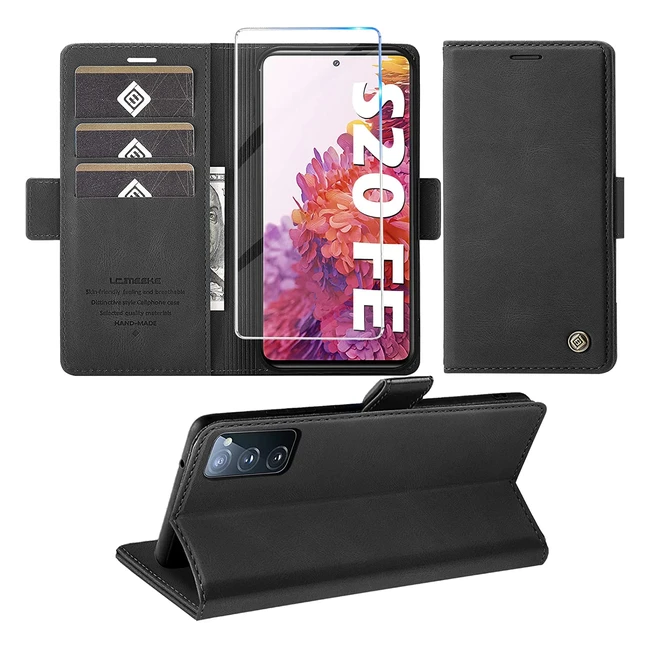 Samsung Galaxy S20 FE Handyhülle - Premium Leder Wallet Case mit Schutzfolie, Standfunktion und Kartenfächern