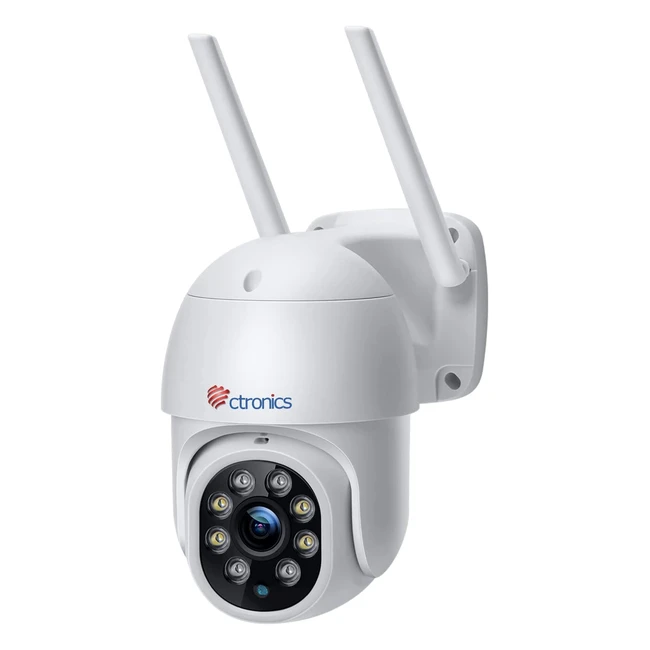 Caméra Surveillance WiFi Extérieure PTZ Ctronics - Détecteur Humain, Vision Nocturne Couleur, Audio Bidirectionnel, Étanche IP66