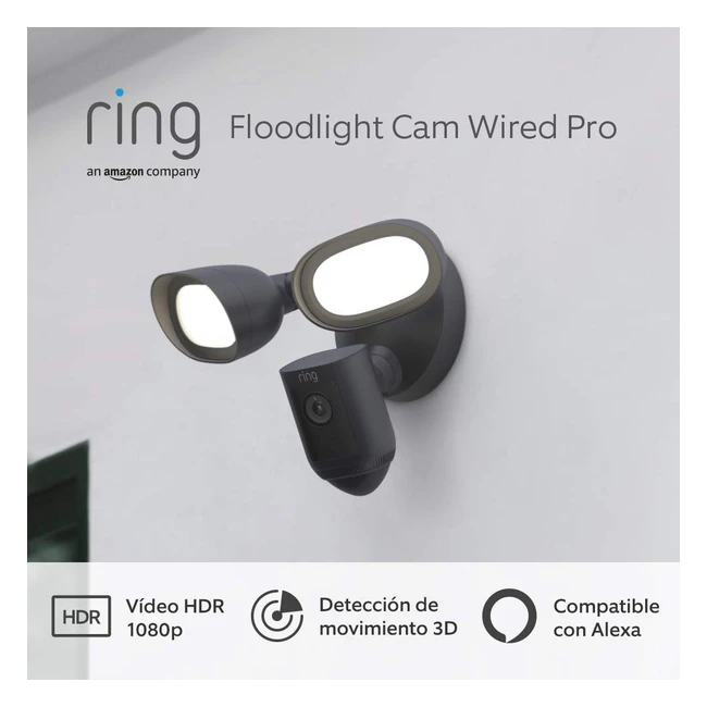 Cmara de seguridad Ring Floodlight Cam Wired Pro con HDR 1080p y deteccin de