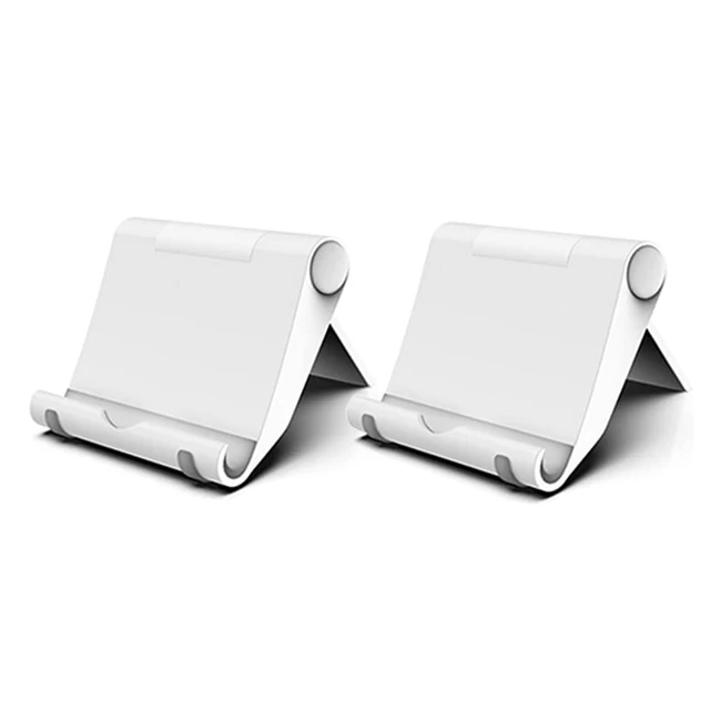 Fadydail 2-Pack Mobile Phone Stand Holder for Desk - Adjustable & Compatible with iPhone 13 12 Pro Max - Foldable White