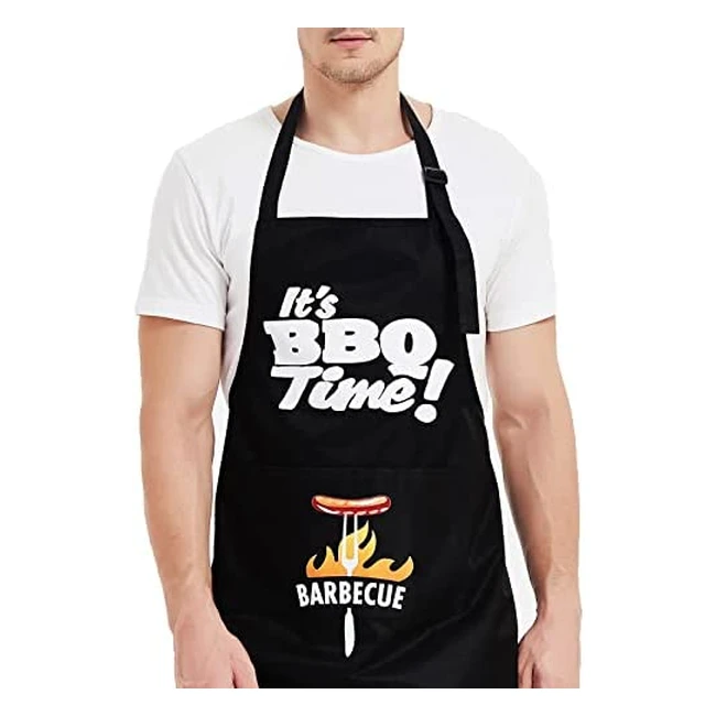 Delantal Impermeable Funchaos Negro para Hombre con 2 Bolsillos - Regalo Personalizado para Cocina y Barbacoa