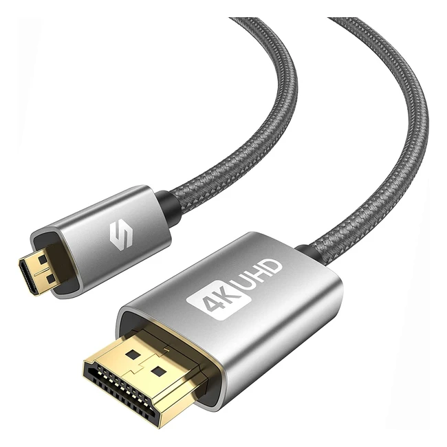 Silkland Micro HDMI to HDMI Cable - 4K60Hz, Ethernet, 3D, HDR, ARC - Compatible with GoPro, Raspberry Pi, Sony Camera, Lenovo Yoga Pro 3