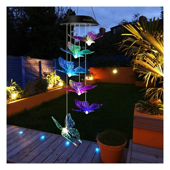 Solar Butterfly Wind Chimes - Color Changing LED Mobile - Best Gift for Mom Gra