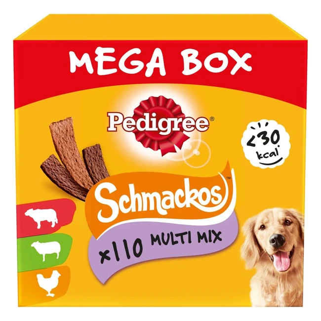 Pedigree Schmackos Multipack, snack per cani al gusto di manzo, agnello e pollame - 110 strisce (790g)