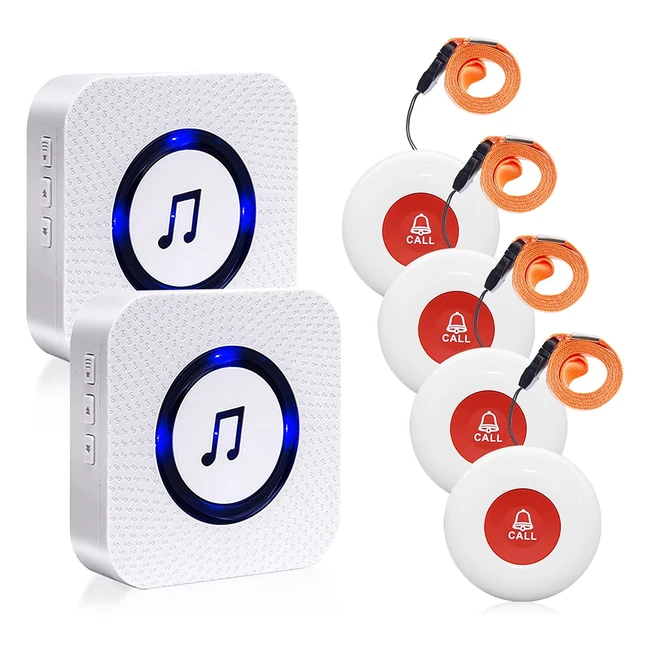 Pulsante di chiamata emergenza Chunhee wireless per anziani - Sistema assistenza pazienti - 55 suonerie - Volume regolabile